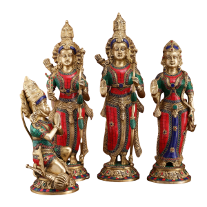 Superfine Brass Ram Darbar Stonework Set 20 Inch - Premium Divine Family | Jaipurio